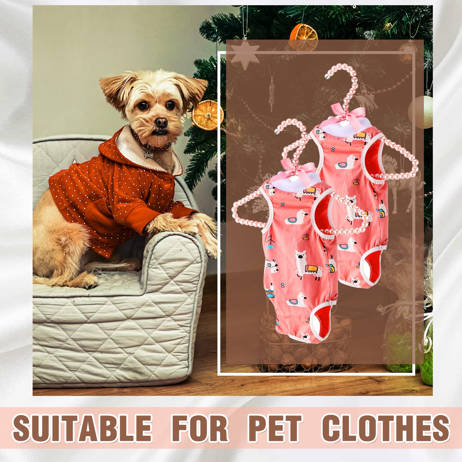 12 Pieces Pearl Beaded Clothes Hanger Mini Small Pearl Clothes Hangers Pearl Beads Metal Elegant Clothes Hangers With Ribbon Sta